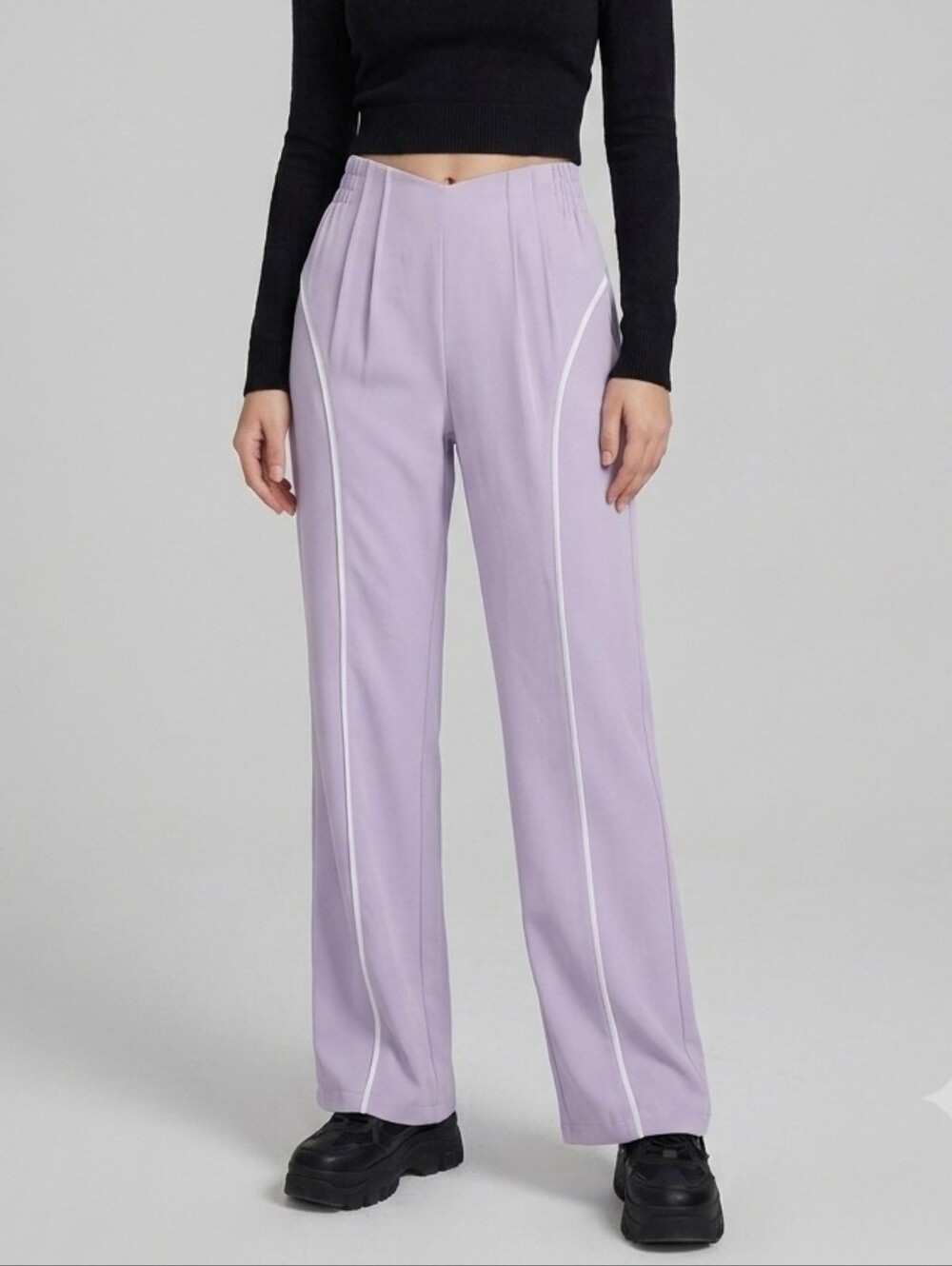 NEW The Kript Purple White Contrast Trim Straight Leg Track Pants Size Medium
